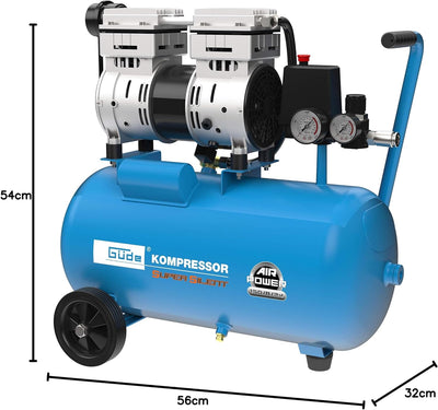 Güde 50136 Kompressor Airpower 150/8/24 Silent (Doppelkolbenaggregat Direktgetrieben, 0,75 kW, 230V,