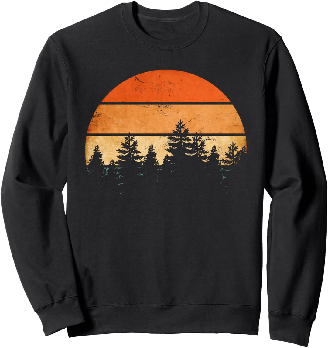 Hübscher Retro Sonnenuntergang Mächtiger Wald Wälder Bäume Sweatshirt