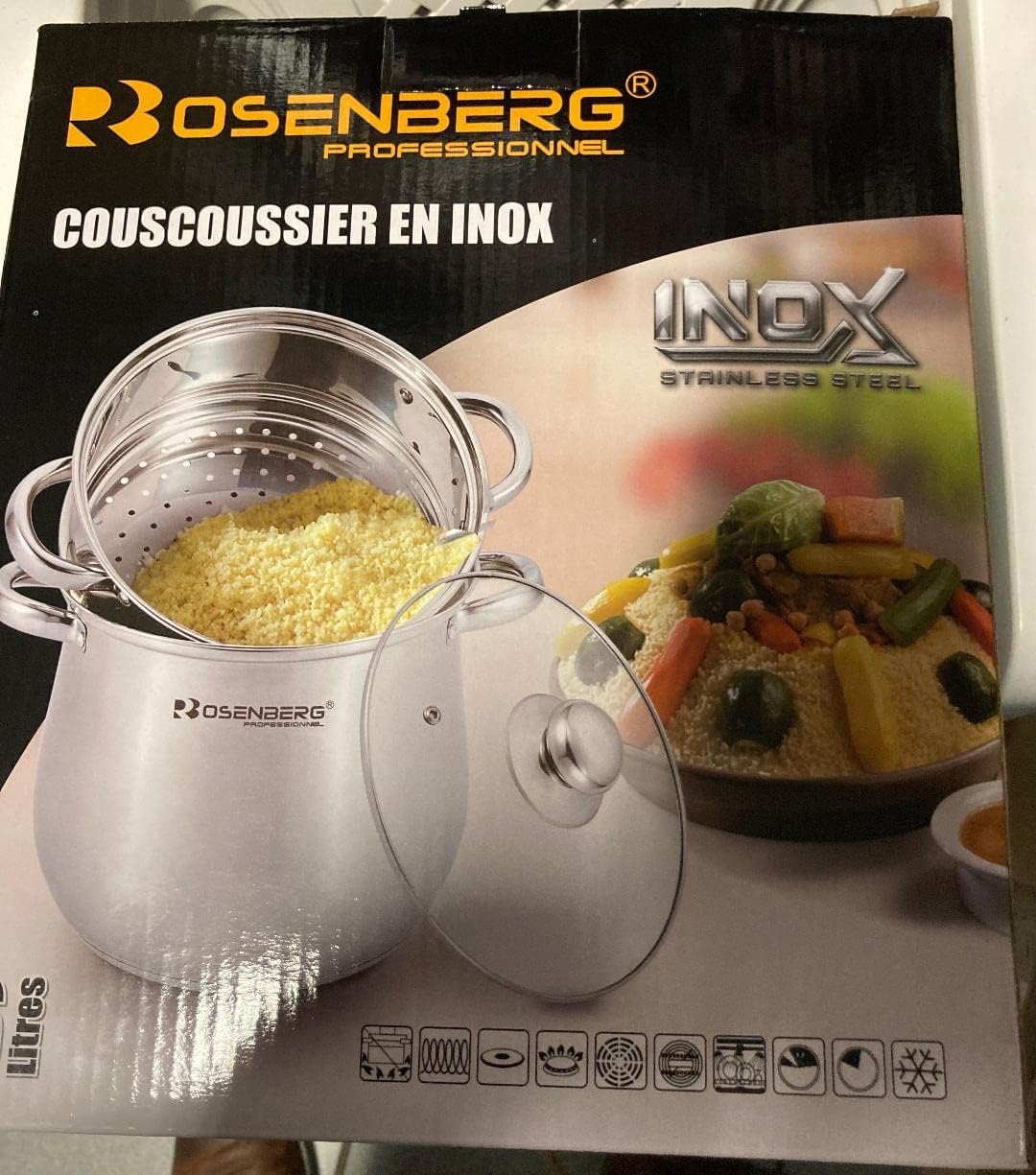 Couscous-Topf aus Edelstahl, 6 l, für alle Herdarten und Induktion