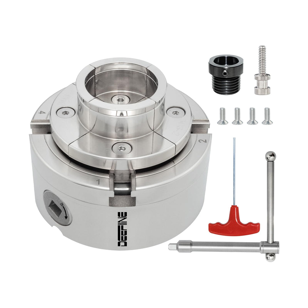 DEEFIINE Backenfutter Drechselfutter 100MM 4-Backen Spannfutter selbstzentrierend Drehfutter Drechse