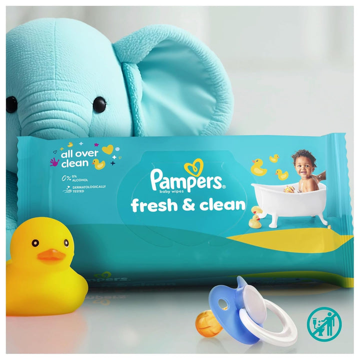 Pampers Fresh Clean Feuchttücher, 12 Packungen mit 80 Stück (960 Stück), zart duftende Reinigung auc