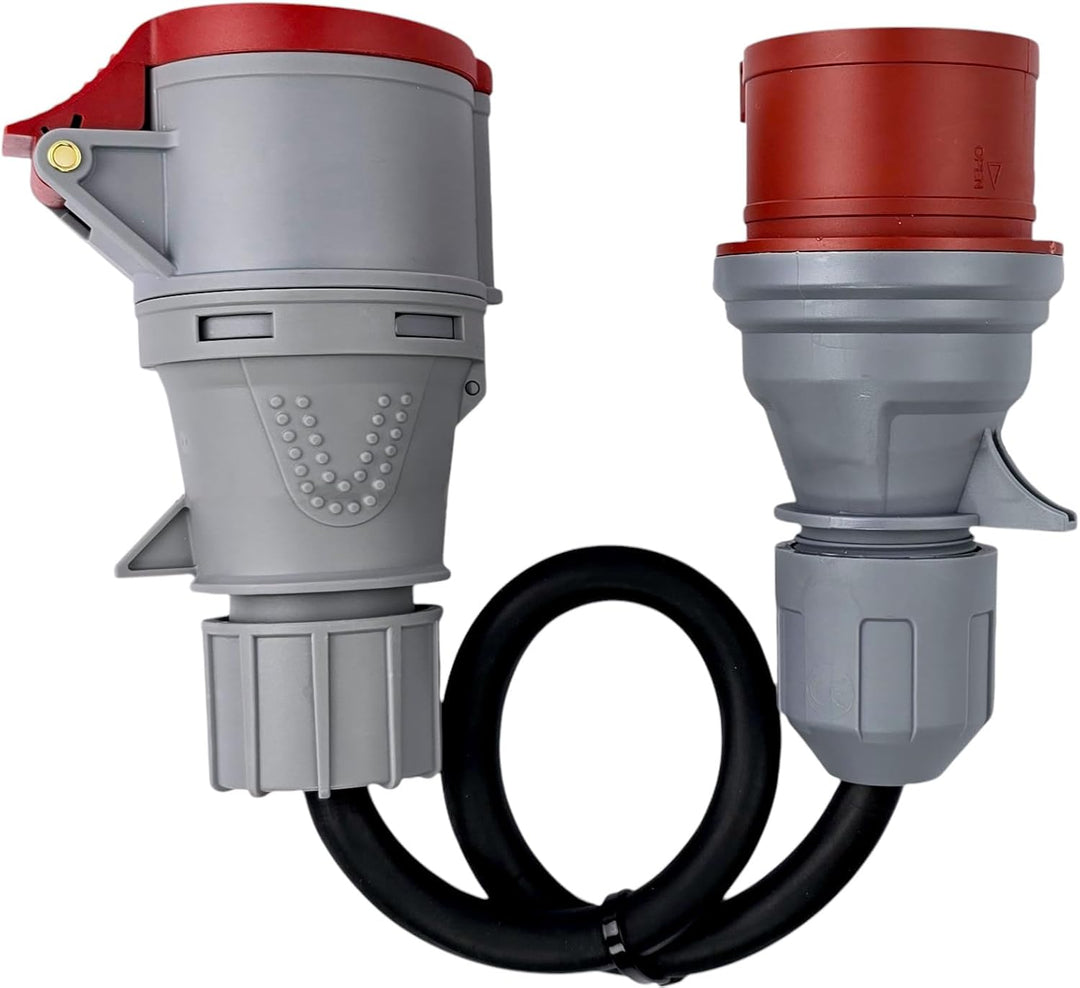 RoadEu - CEE Adapter 32A auf 32A mit Phasenwender - Starkstrom Adapter 32A Stecker auf 32A Kupplung