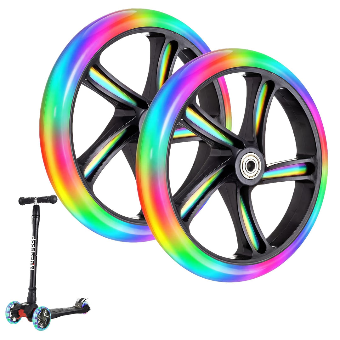 Leuchtende Stunt Scooter Rollen 2 Stück, LED Scooter Ersatzräder Räder 200mm, LED-Lichtrollen Mit AB