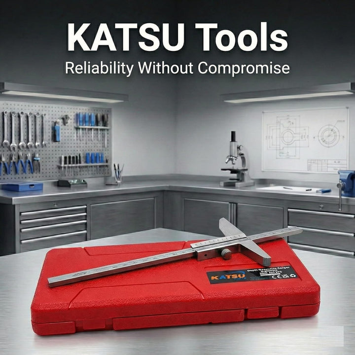 KATSU Tiefenmessschieber 0–200mm 0,02 mm Genauigkeit Metrisches Tiefenmess-Messschieber Messwerkzeug