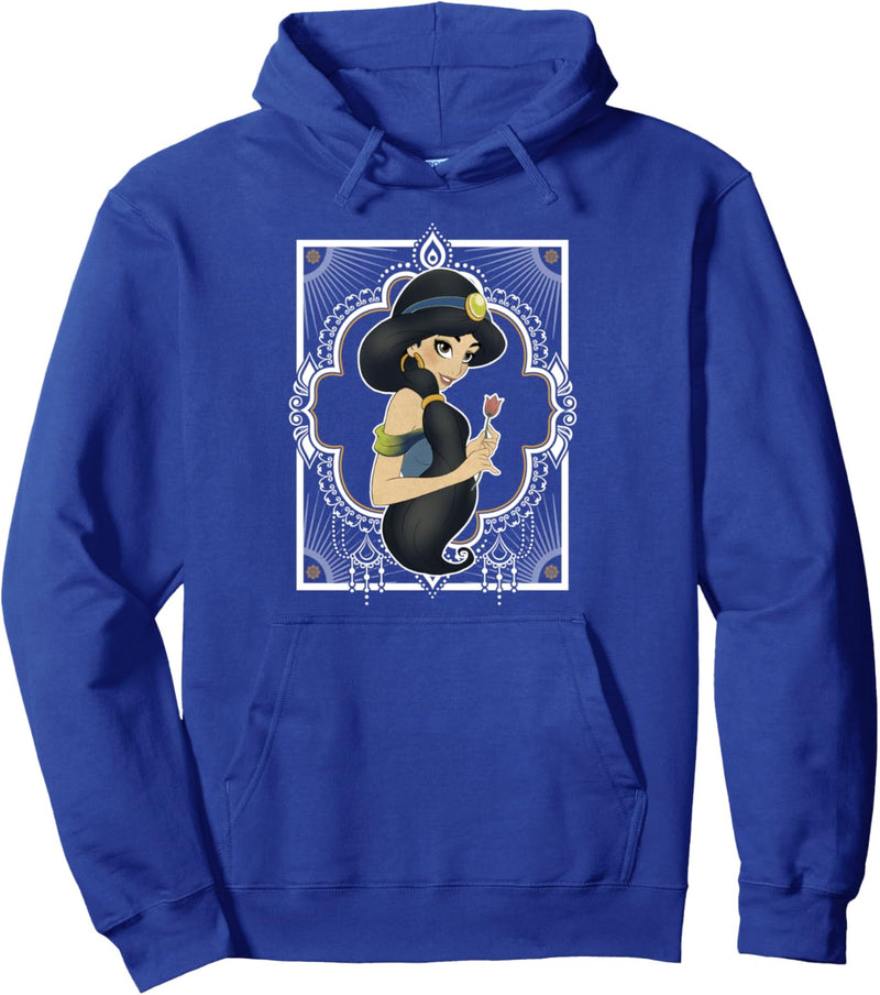 Disney Aladdin Jasmine Holding Rose Border Pullover Hoodie