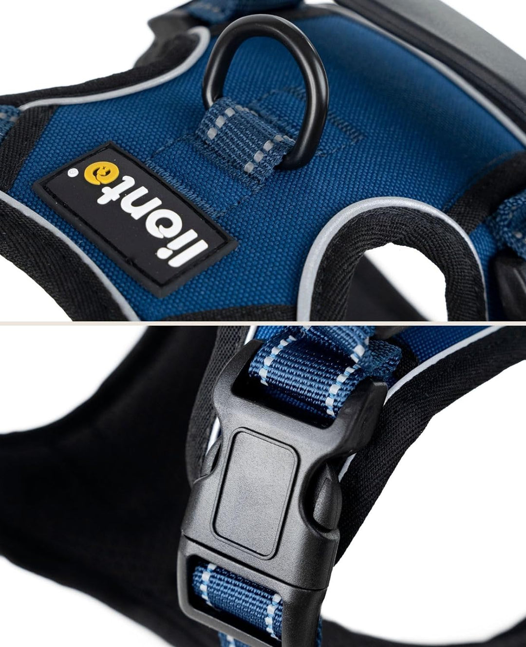 lionto Hundegeschirr gepolstert aus weichem Nylon, Grösse L, reflektierendes Anti Zug Geschirr für H