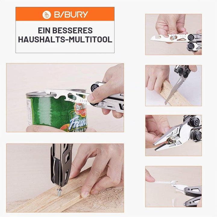 Geschenke für Männer, BIBURY 18 in 1 Taschenwerkzeug, Titan-Griff Design Multitools Edelstahl, Multi
