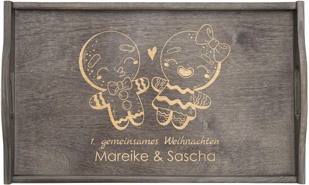 Maverton Betttablett mit Gravur - personalisiert - Sofatisch mit Griffen - klappbar - erhöhter Rand