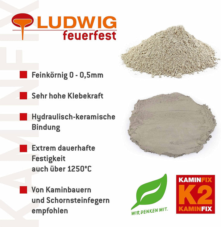 Schamottemörtel Made in Germany für die einfache und schnelle Reparatur. Ofen und Kaminmörtel Feuerf