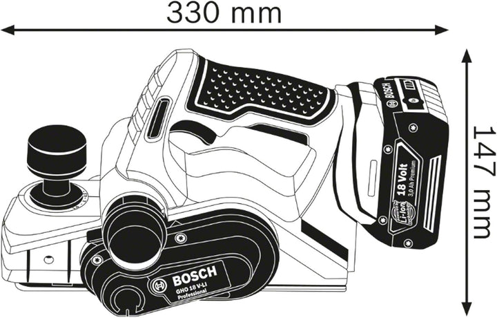 Bosch Professional 18V System Akku Hobel GHO 18 V-LI (ohne Akkus und Ladegerät, in L-BOXX) GHO 18 V-