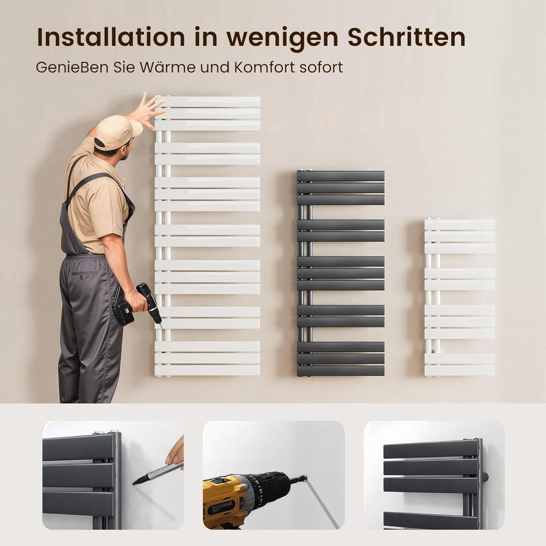 Heilmetz Badheizkörper Anthrazit Handtuchtrockner Heizung 500 x 1385 mm Bad Heizkörper Handtuchheizk