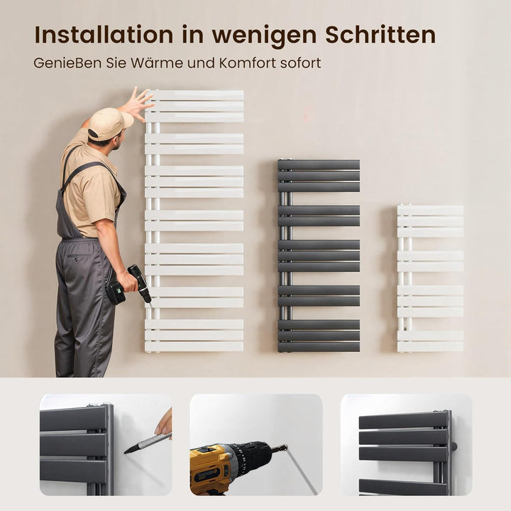 Heilmetz Badheizkörper Anthrazit Handtuchtrockner Heizung 500 x 1385 mm Bad Heizkörper Handtuchheizk