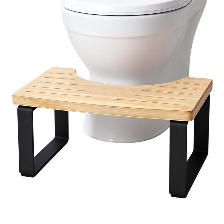 Toilettenhocker aus Metall & Massivholz – 17,8 cm Höhe, Rutschfester Ergonomie-Hocker für gesunde Si