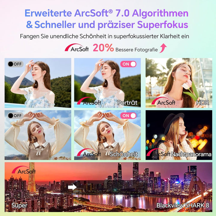 Blackview Shark 8 Handy16GB+256GB, Helio G99, 120Hz 2.4K, 64MP, Android 13 Smartphone ohne vertrag,