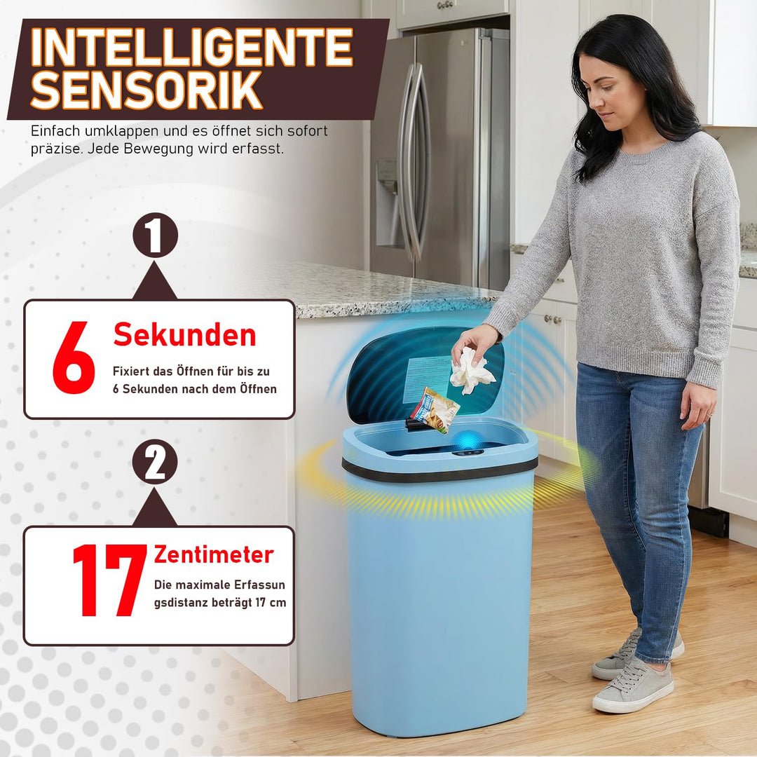 FDW Mülleimer mit Sensor & Deckel, Kunststoff, 50 L Küchenmülleimer, Smart, Automatisch, Berührungsl
