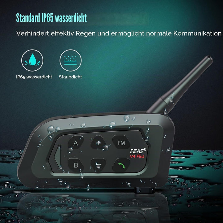 EJEAS V4C Plus Bluetooth Türsprechanlage für Fussballschiedsrichter, 1200 m, 4 Personen, die gleichz