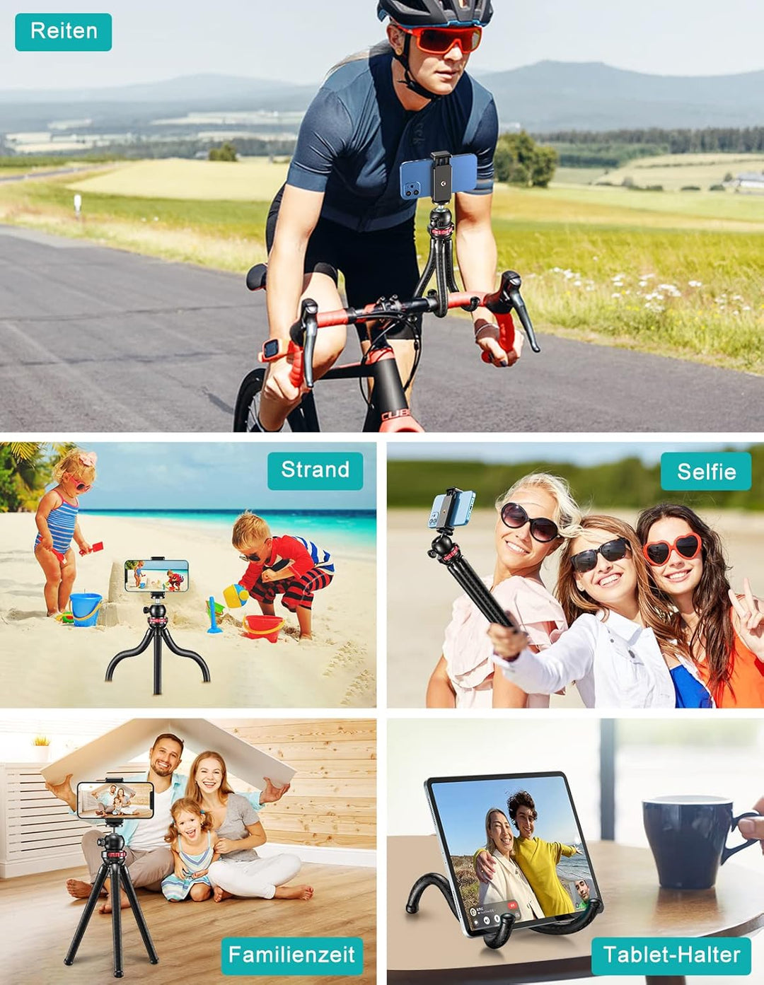 CIRYCASE Flexibler Handy Stativ, Mini Selfie Stick Stativ für Smartphone mit Kabelloser Fernbedienun