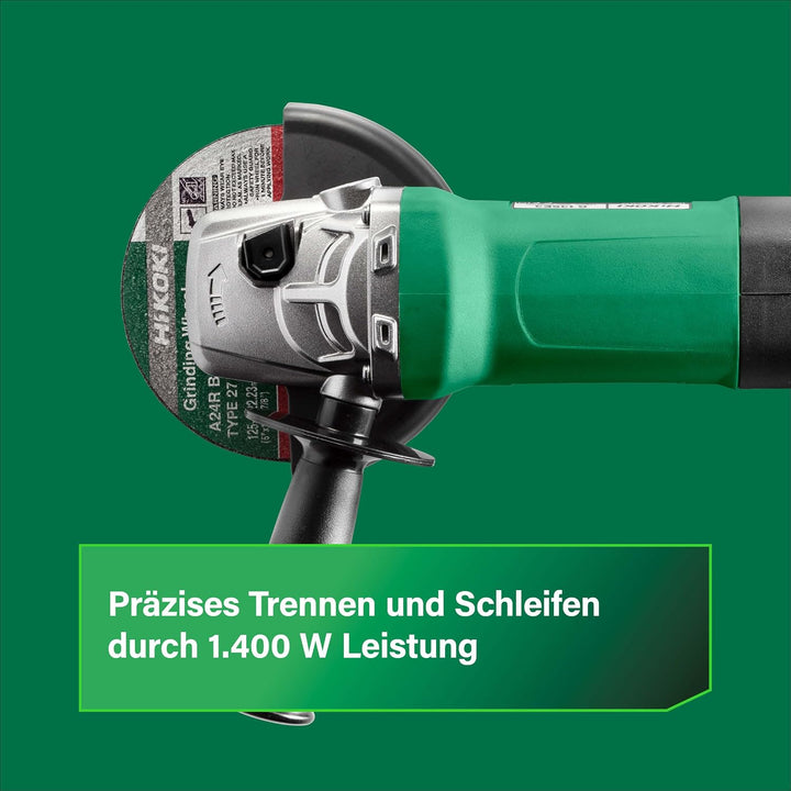 HIKOKI G13SE3 Winkelschleifer Durchmesser 125mm mit Paddleschalter und Wiederanlaufschutz, 1400W, 23
