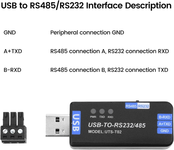 USB-zu-RS485-RS232-Konverter, Bidirektionales Halbduplex-Industriekommunikationsmodul für Schnelle B