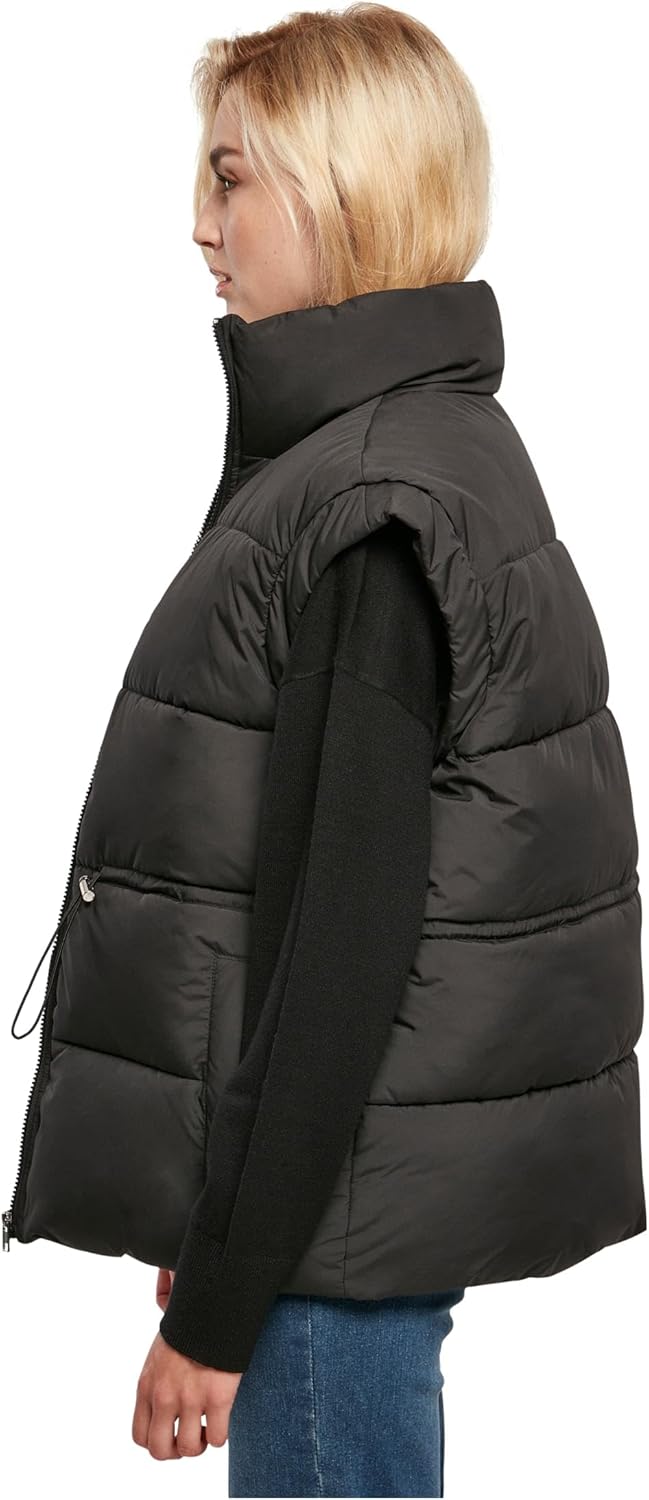 Urban Classics Damen Ladies Waisted Puffer Vest 4XL Schwarz, 4XL Schwarz