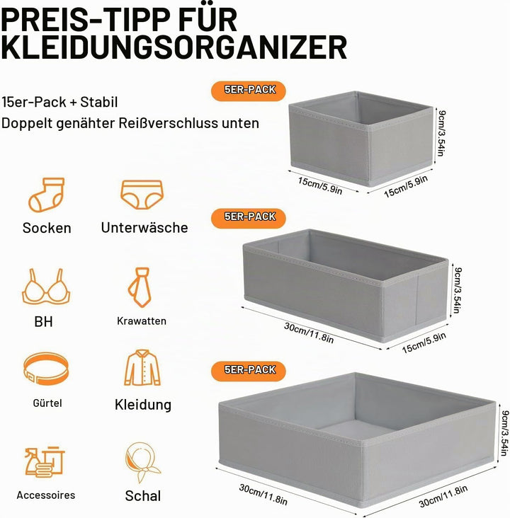 Kleiderschrank Schubladen Organizer - 15er Set Unterwäsche Organizer Aufbewahrung Hemnes Kommode, St