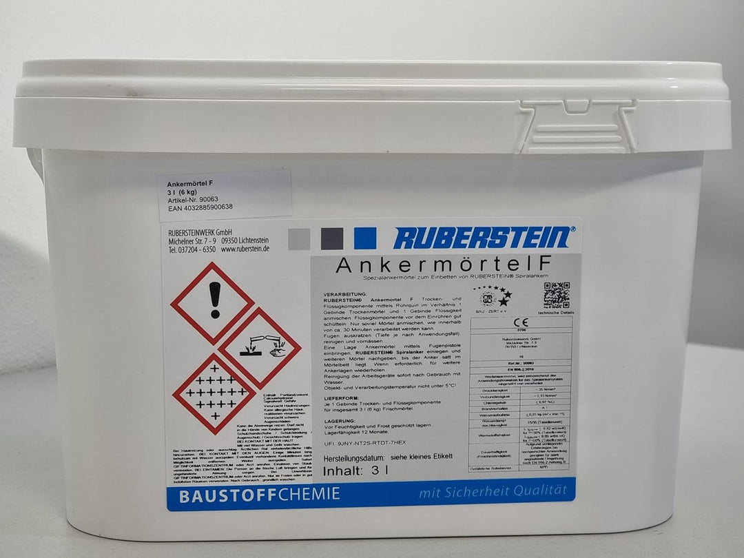 Ruberstein® Ankermörtel F hochfest 2K, 6 kg zum Einbetten der Spiralanker