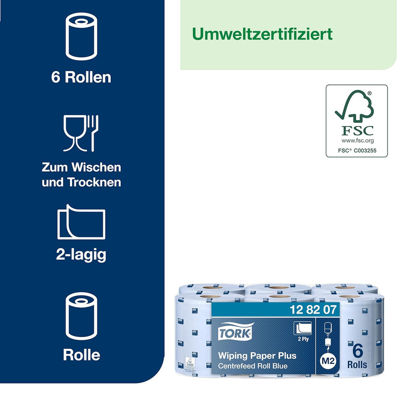 Tork 128207 Starke Mehrzweck Papierwischtücher für das M2 Innenabrollung Spendersystem / 2-lagiges s