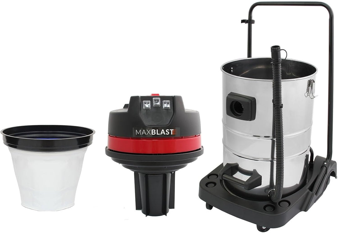 Industriestaubsauger 80 l, Nass- und Trockensauger, 4 Aufsätze, gewerbliche Reinigung, 3000 W, Dreif