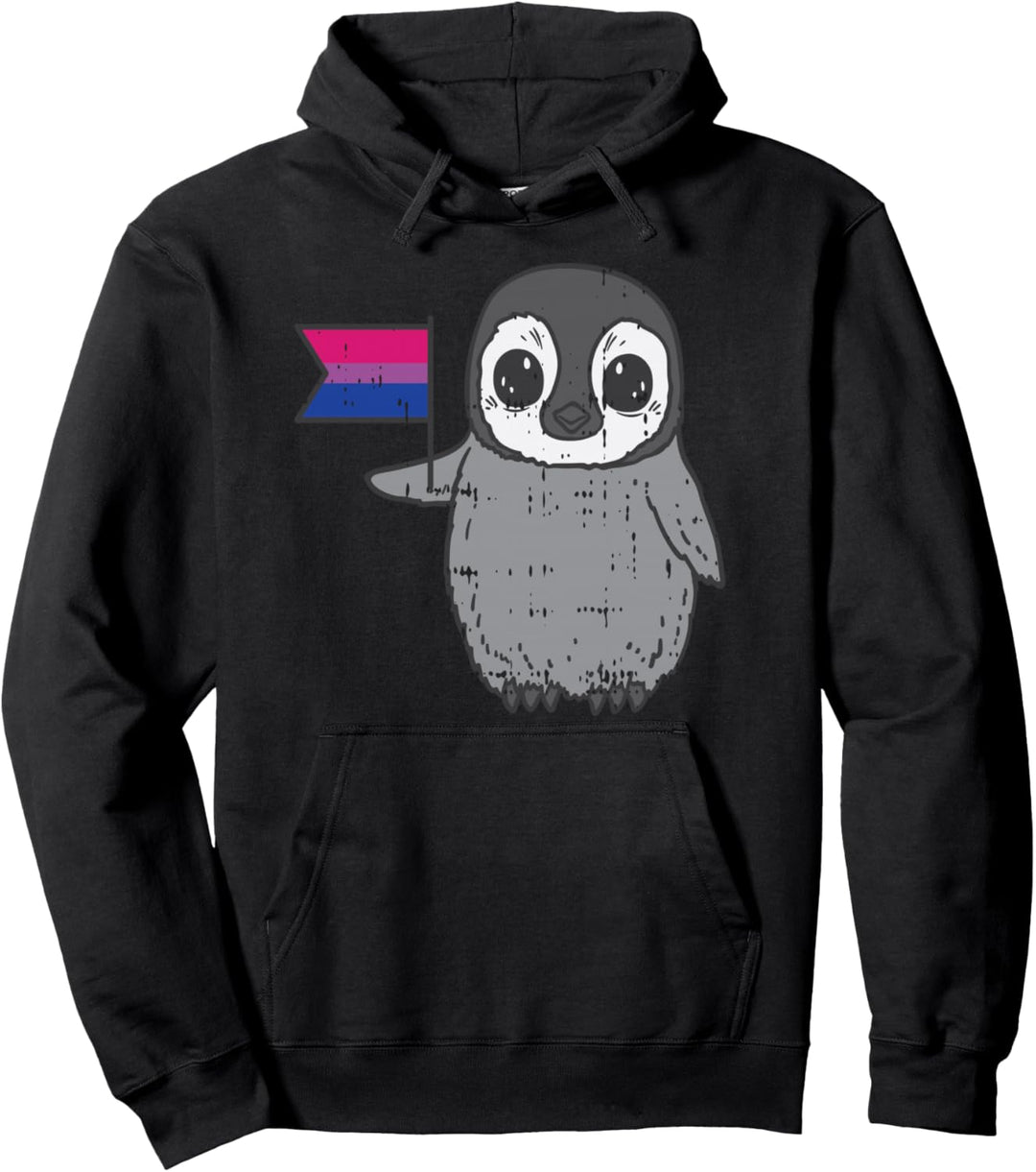 Penguin Bisexual Pride Flag Cute Bi LGBTQ Animal Lover Gift Pullover Hoodie