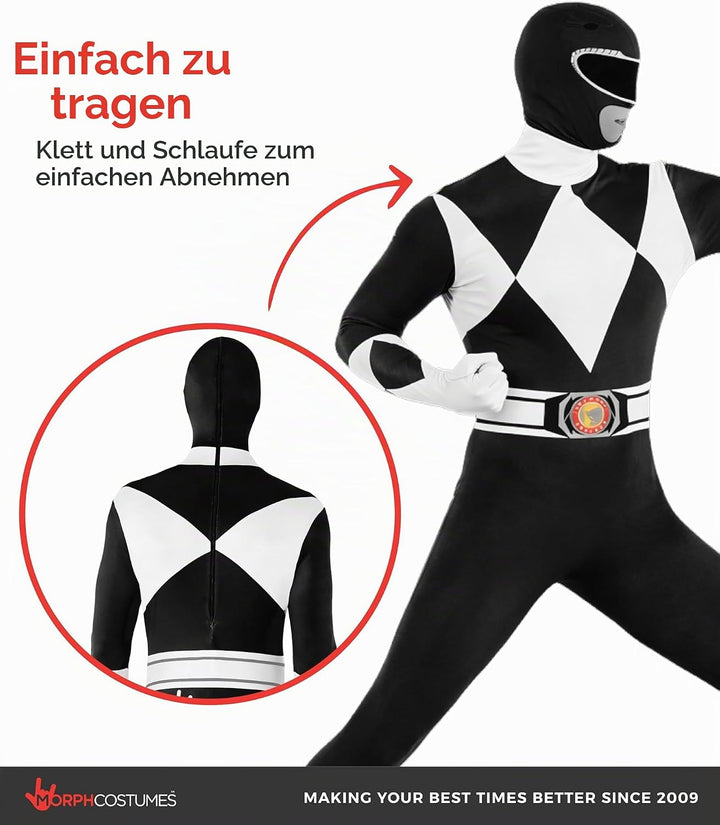 Morphsuits Power-Rangers-Kostüm Schwarz L, Schwarz L
