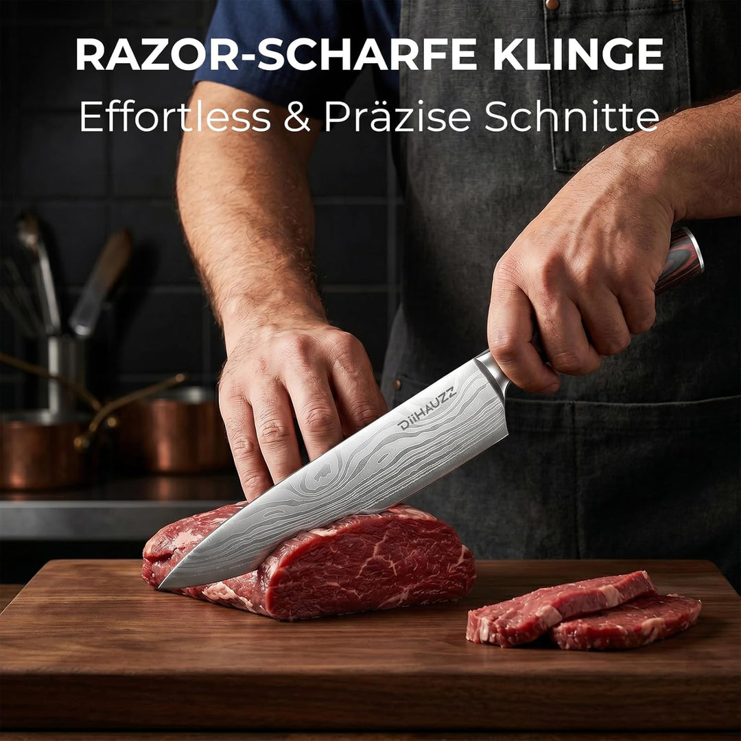 Kochmesser, 20 cm Professionelles Küchenmesser, Ultrascharfes Messer, Chefmesser aus hochwertigem Ed