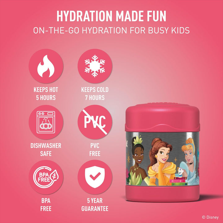Thermos kids FUNTAINER Thermobehälter für Essen 300ml, Disney Prinzessinnen - Edelstahl, absolut dic