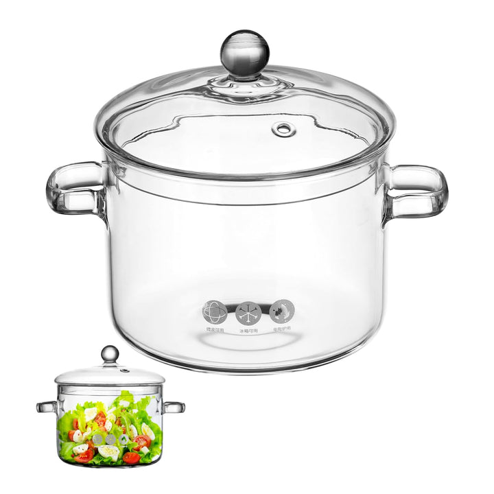 Didiseaon Glas Suppentopf Aus Borosilicat Kochtopf Für Küche Hitzebeständiger Topf Mit Deckel Prakti
