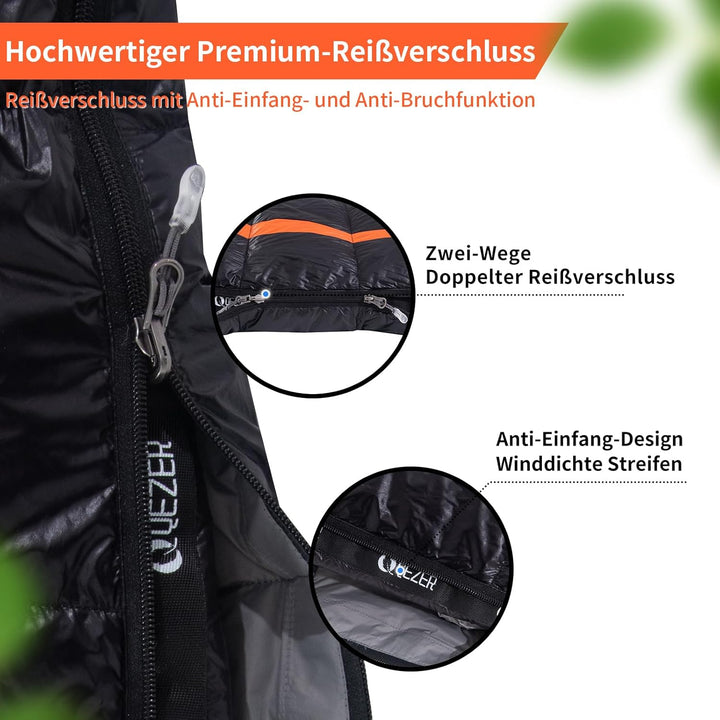 Daunenschlafsack,schlafsack kleines packmass , 600FP+ Premium-Daunen, 12°C bis -24°C, leicht und war