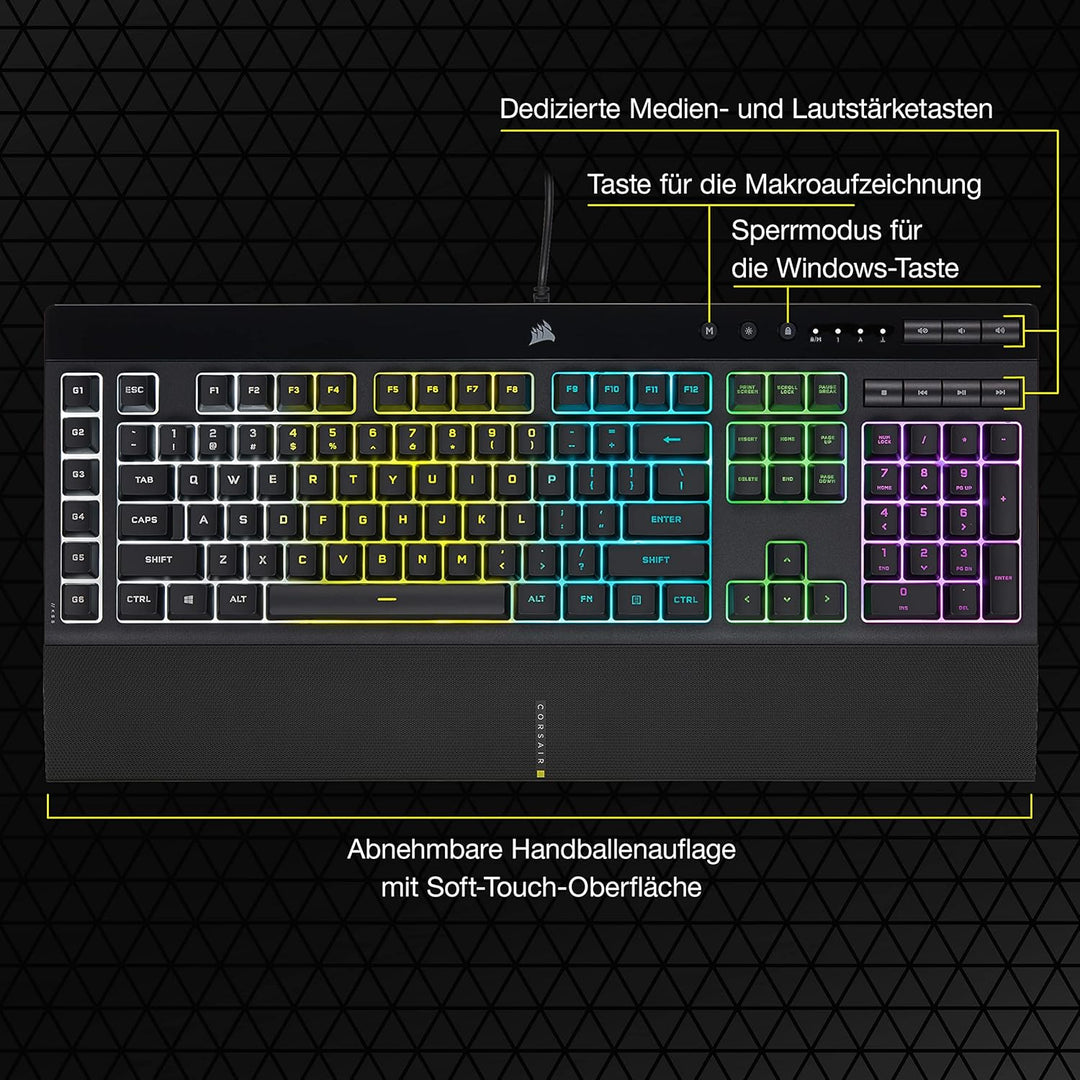 CORSAIR K55 RGB PRO Kabelgebundene Membrantastatur - IP42 staub- Und Spritzwassergeschützt - 6 Makro
