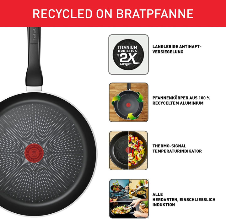Tefal Recycled On Pfannen-Set 24/28 cm, 100% recyceltes Aluminium, Antihaftbeschichtung, Induktion,