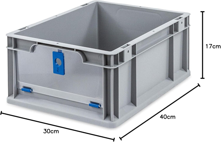 aidB Eurobox NextGen Insight Cover blau, 400x300x170 mm, Cover niedrig, robuste Regalbox mit Entnahm
