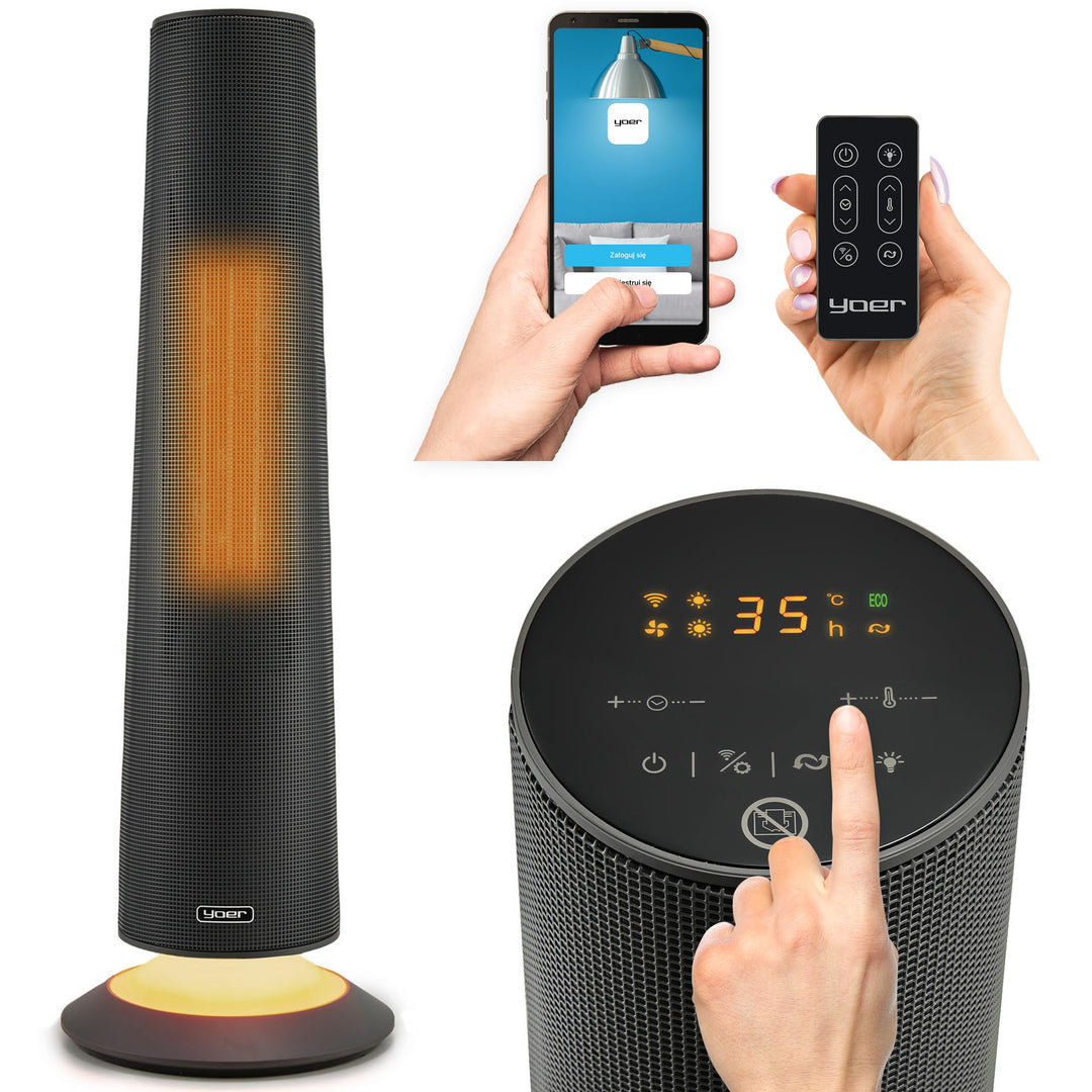 Yoer SkyTower FH06G, Keramik-Heizlüfter 2500W, Elektrischer Heizkörper, Heizlüfter, Fernbedienung, W