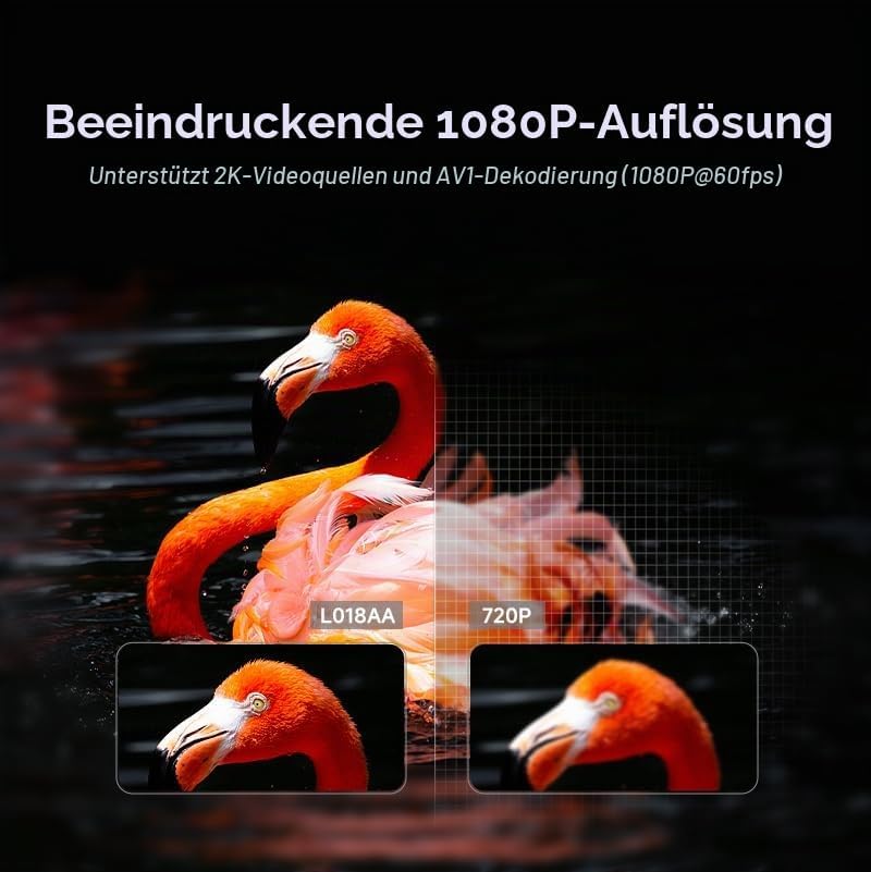 LQWELL® Beamer, Heimkino Projektor 1080P, unterstützt 5G WiFi, BT5.2 mit Android OS, 230 Grad Winkel
