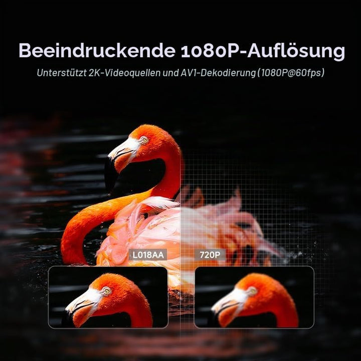 LQWELL® Beamer, Heimkino Projektor 1080P, unterstützt 5G WiFi, BT5.2 mit Android OS, 230 Grad Winkel