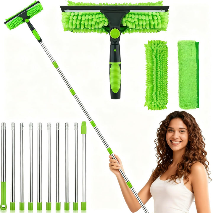 Fensterreinigungsbürste, 500 cm, 3-in-1Fensterwischer + Spinnenbürste + Staubwedel aus Fasern, Decke