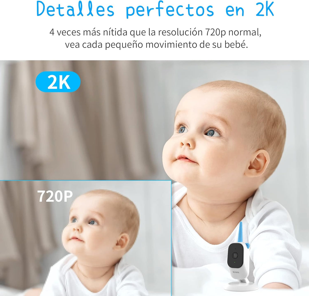 KAWA Baby Monitor with 2 Cameras, 7.11 cm (2.8 Inch) 2K HD Camera, No WiFi, Night Vision, Recording
