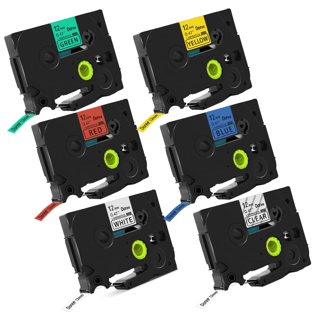 DOREE 6Pack Tze131,Tze231,TZe431,Tz531,Tz631,Tz731 UV-beständig bänder 12mm