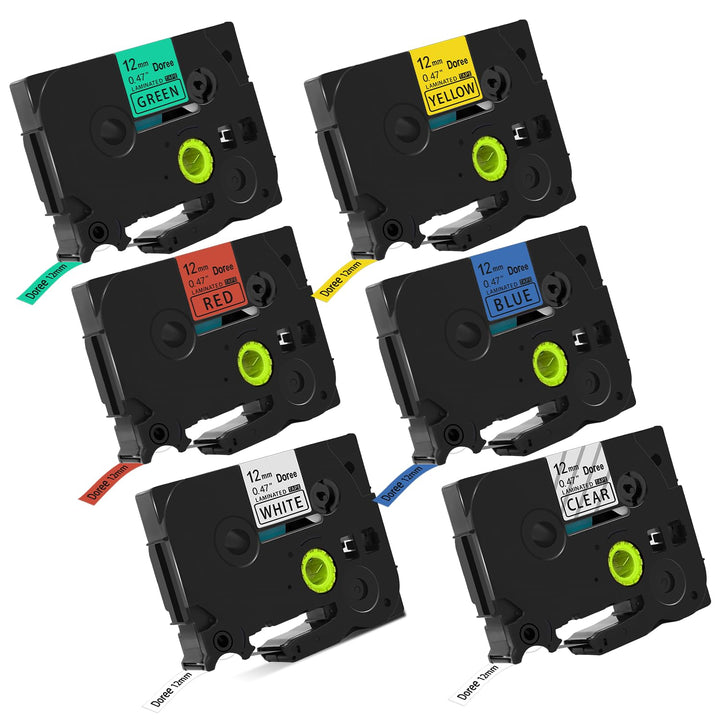 DOREE 6Pack Tze131,Tze231,TZe431,Tz531,Tz631,Tz731 UV-beständig bänder 12mm