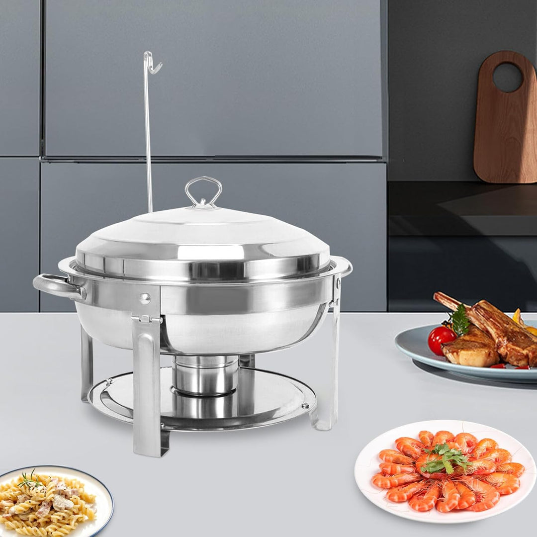 7,5L Edelstahl Chafing Dish, Runder Speisewärmer 360mm, Runde Edelstahl Chafing Dish mit Deckel, Pro