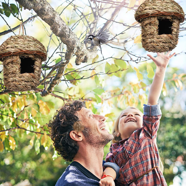 2 Stück Nistkästen, Vogelnest, Handgewebte Vogelhäuser, Vogelhäus zum Aufhängen, Gras Bird Nest für