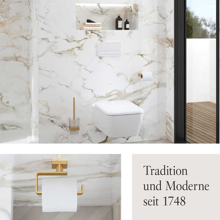 Villeroy &amp; Boch Elements Striking Toilettenpapierhalter ohne Deckel, Klopapierhalter für Wandmontage