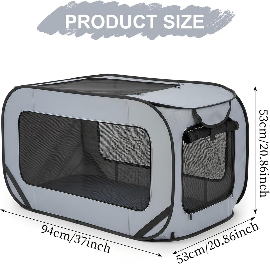 94*53*53 cm Hundetransportbox Faltbar, Doppeltüren Pop-Up-Transportbox Hund Katze, Oxford Stoff Hund