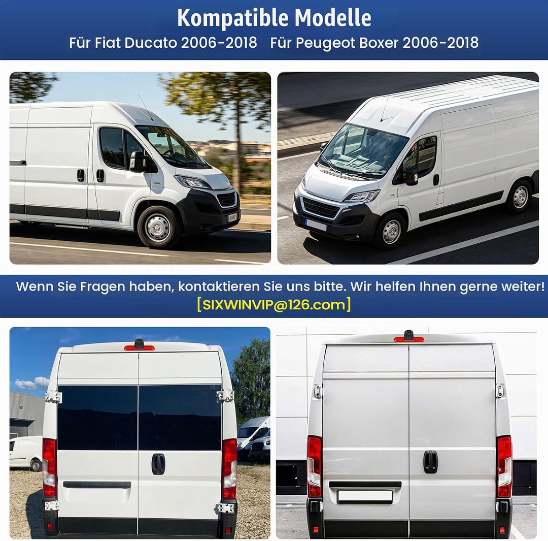 SIXWIN 720P Rückfahrkamera mit Bremsleuchte, Auto Rückfahrkamera für Fiat Ducato 2006-2018 | Peugeot
