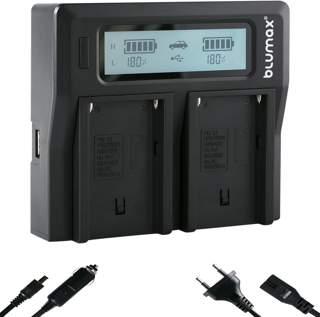 Doppel-Ladegerät ersetzt Sony NP-F970 / Np-F960 Dual Charger | kompatibel mit Sony NP-F970 NP-F960 N
